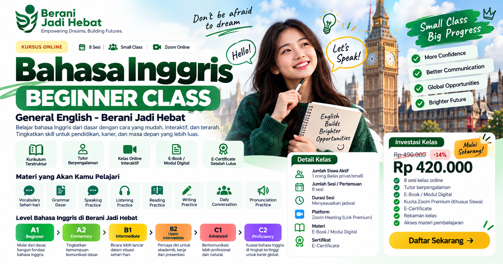 Bahasa Inggris Beginner Class: Build Your English Confidence