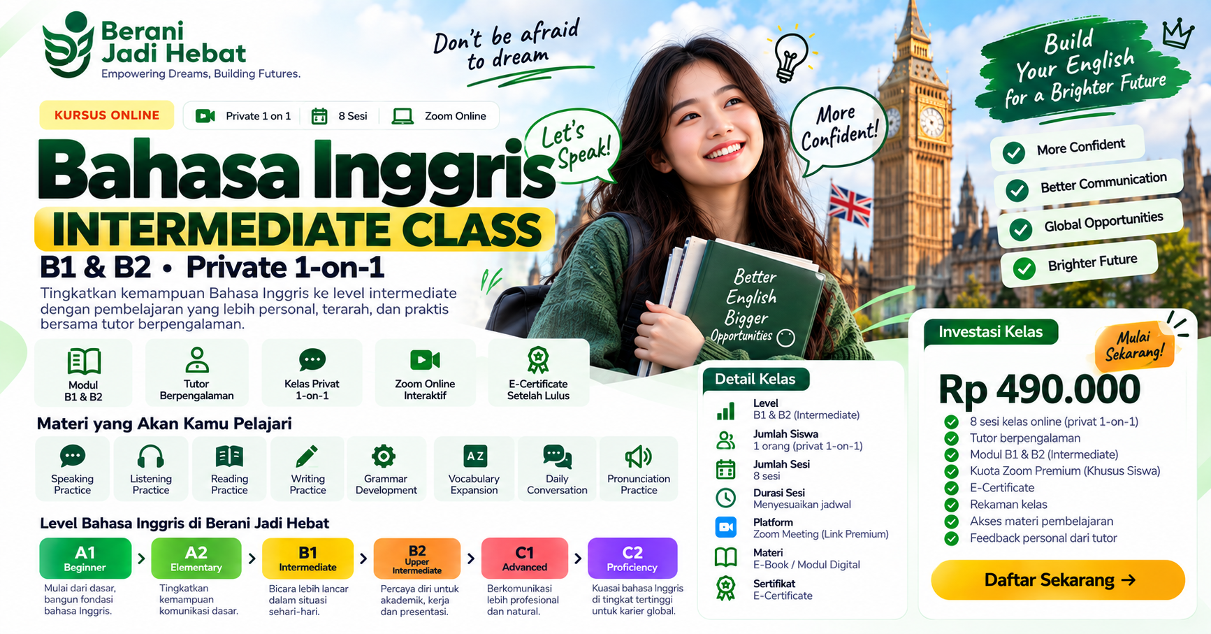 English Private Intermediate Class — B1 & B2
